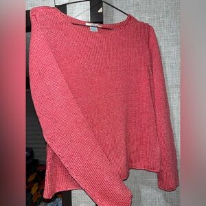 Vintage Chic Knit Crew Neck Sweater in Vibrant Pink